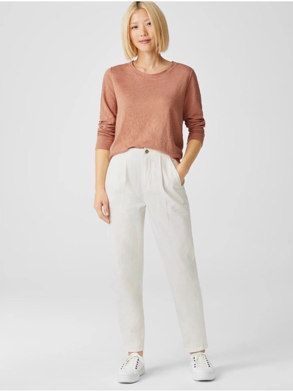 EILEEN FISHER Undyed Organic Cotton Denim Tapered Pant